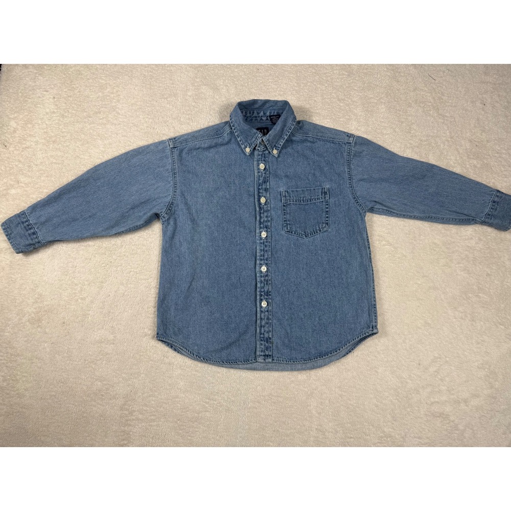 GAP‎ Denim Button Down Shirt Boys Small y2k 90's Long Sleeve Cotton Workwear
